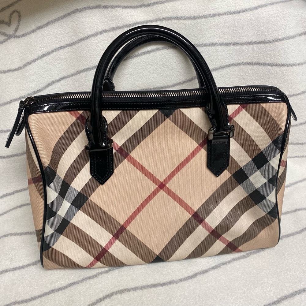 Burberry Nova Check Patent Chester Bowling Bag